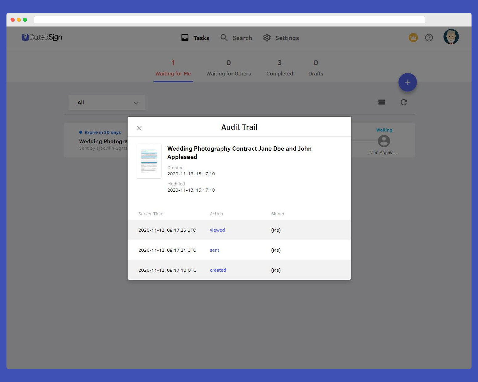 A detailed and recorded audit trail of your documents 