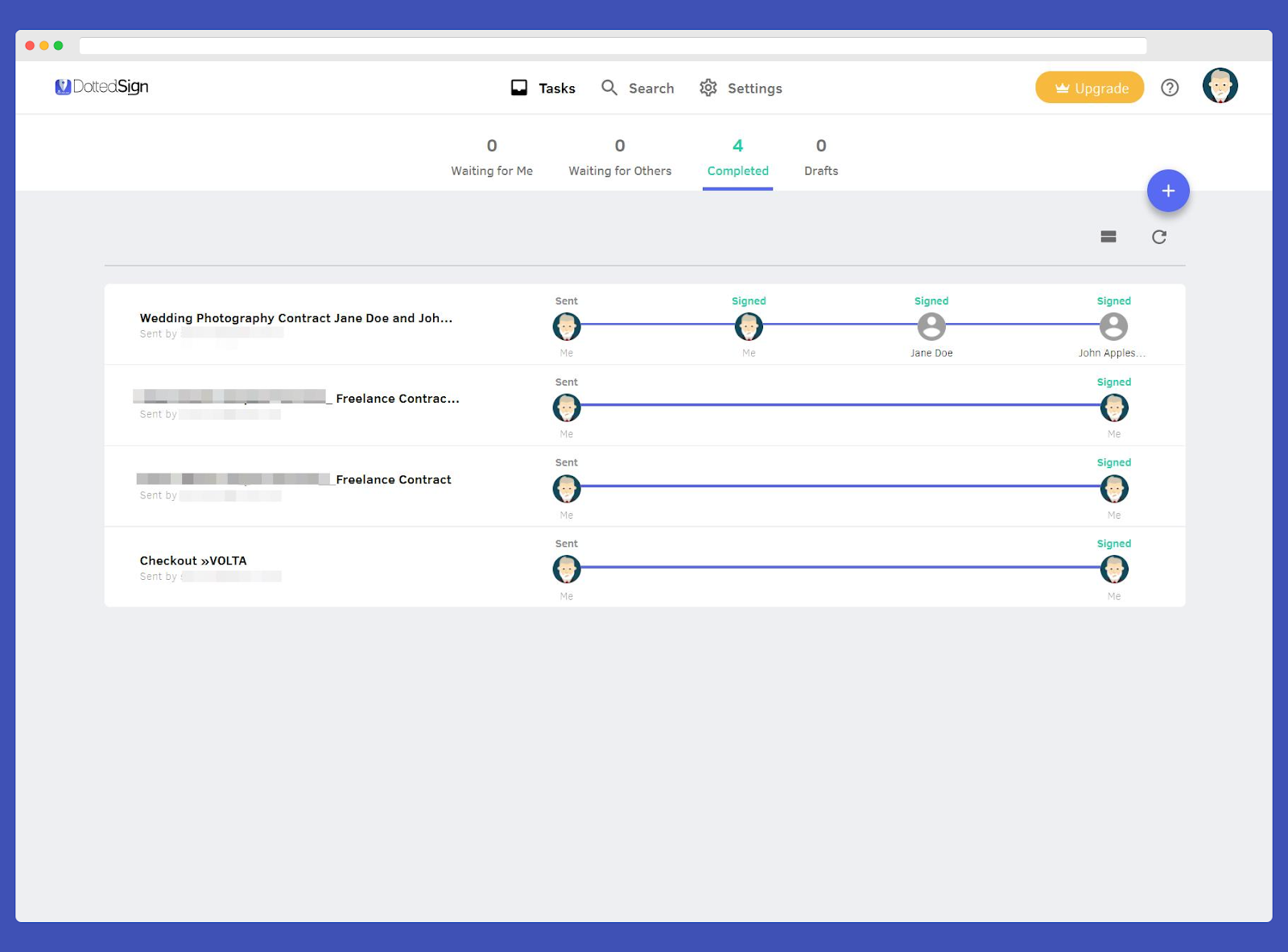 Have a constant view of tasks that have been completed on your DottedSign dashboard

