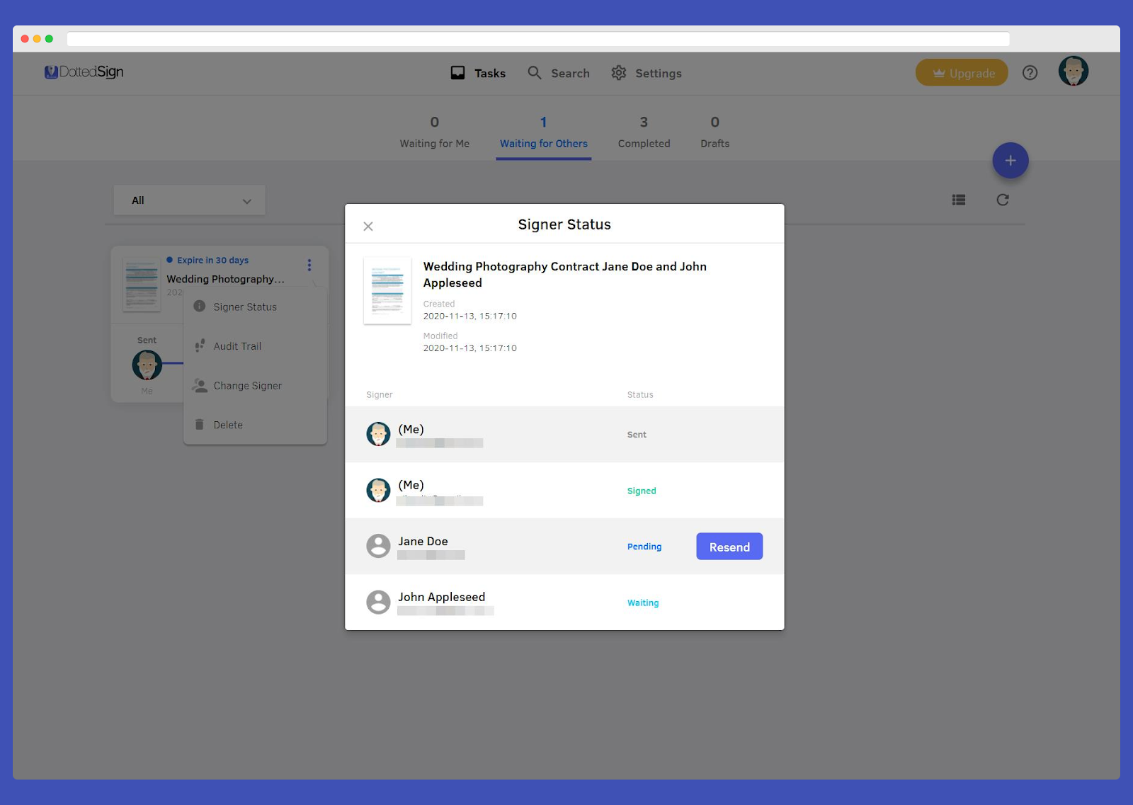 Have line of sight over signer statuses with DottedSign Have line of sight over signer statuses with DottedSign
