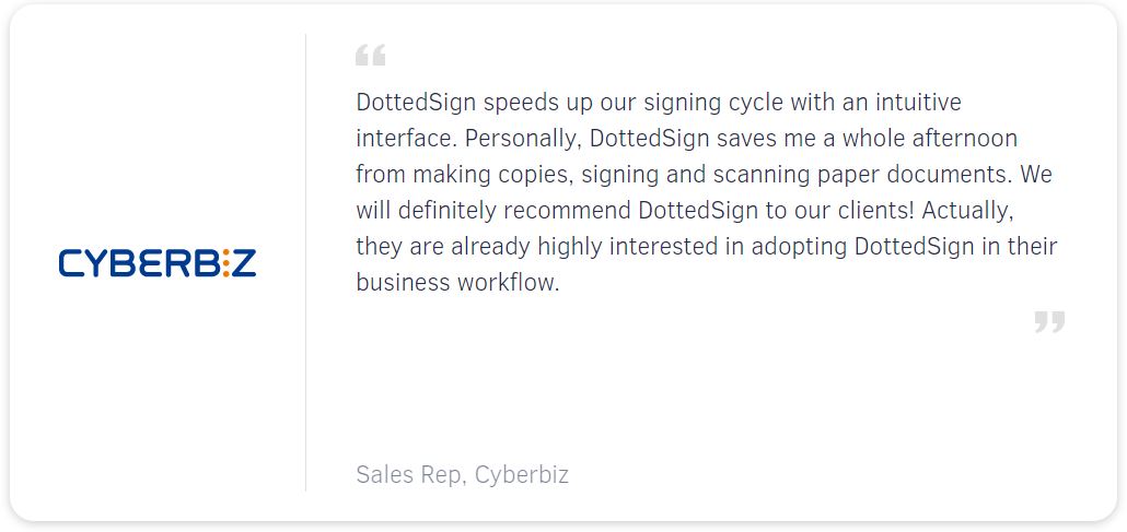 DottedSign client quote from Cyberbiz